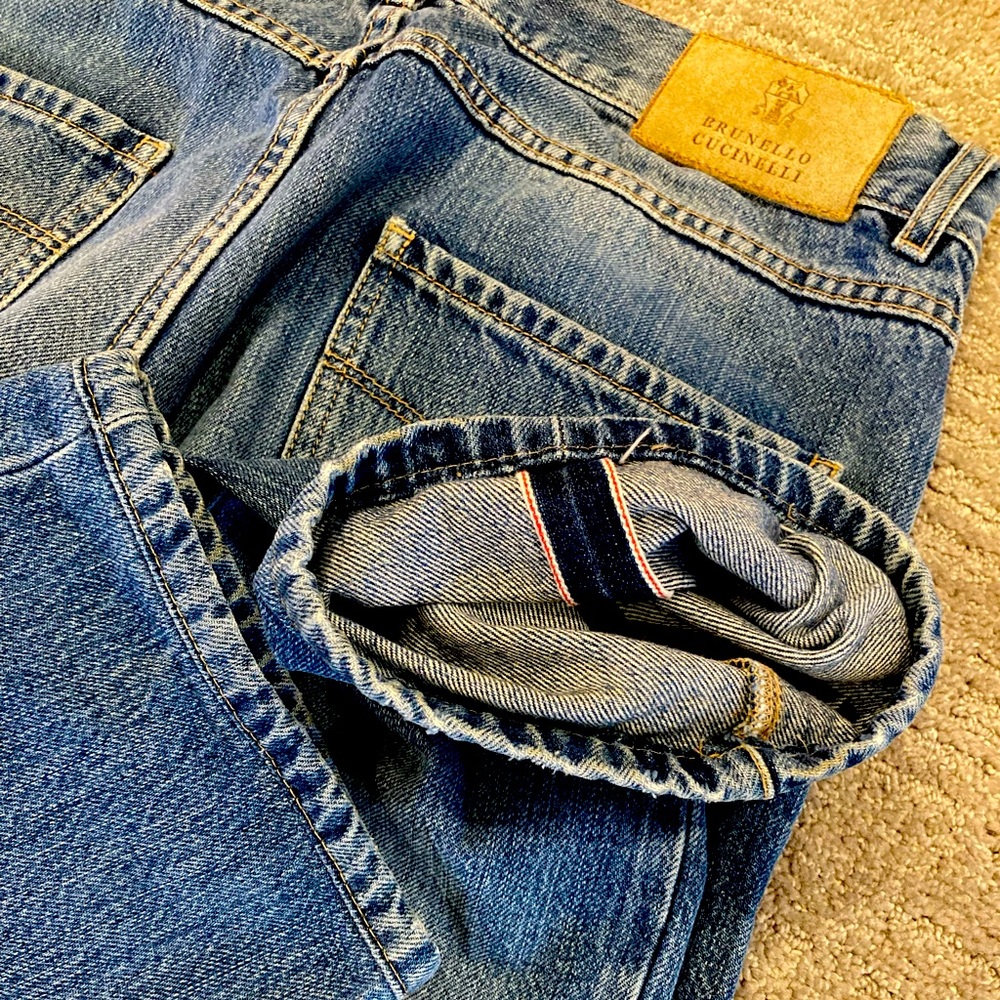 Brunello Cucinelli  Vintage Wash Selvedge 32/30 (Euro 48)Straight Leg Jeans